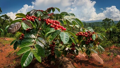 tropical guarana shrubs paullinia cupana in the amazon rainforest supporting food drinks and coffee industries