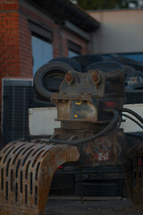 This is a closeup image showcasing a very interesting machine that features the letters ea...