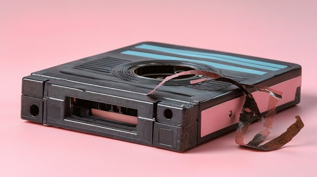 Faded video cassette, tape unwound