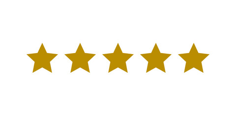 5 golden pointed rate stars. 5 gold stars