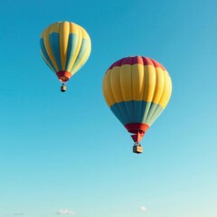 Fototapeta premium Golden & azure balloons ascend a vivid blue sky , asset, elegant, luxury