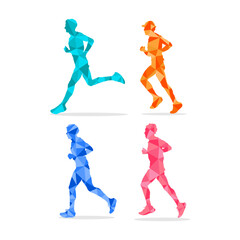 Set of colorful geometric runners isolated on white background. Colorful vector illustration.