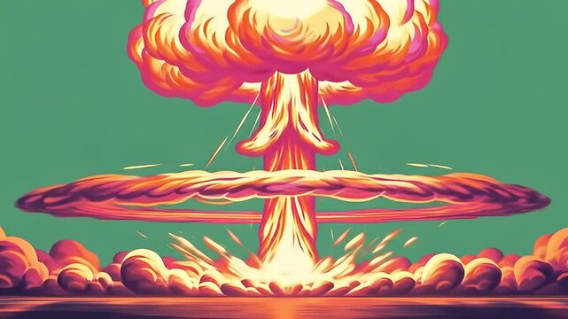 nuclear blast green screen with surreal purple-orange energy burst