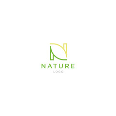 A modern, clean and unique logo about the letter N and nature, leaves or plants.