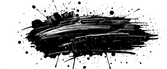 Vector stylish black brushstroke banner with ink splash	