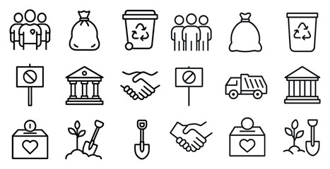 Recycling and environment icons set – line, outline, eco-friendly symbols