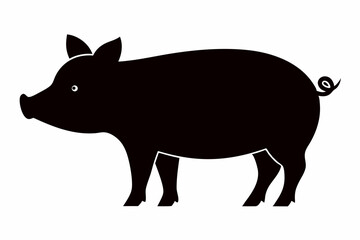Modern Farm Animal Pig Silhouette Vector Design for Creative Prints