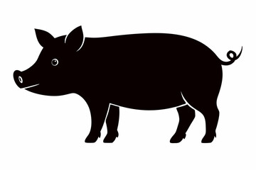 High-Quality Pig Silhouette Vector Illustration for Agricultural Projects