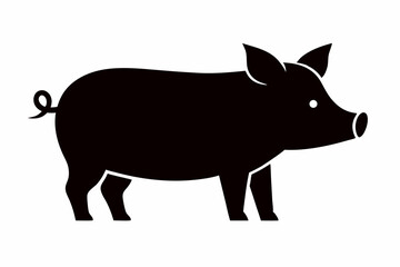 Stylish Black Silhouette Pig Vector Art for Farm Animal Designs