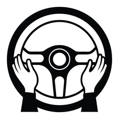  Steering Wheel with Hands Icon (Outline)