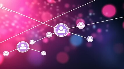 Abstract digital connections with user icons and vibrant bokeh effects representing social networking - Powered by Adobe