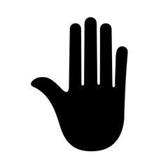 Simple silhouette illustration of an open hand with outstretched fingers
