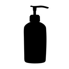 Black silhouette of a lotion or soap dispenser with pump mechanism