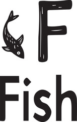 hand drawn alphabet fish
