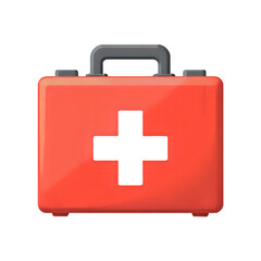 Obraz premium First aid kit icon, red case with white cross, flat vector design