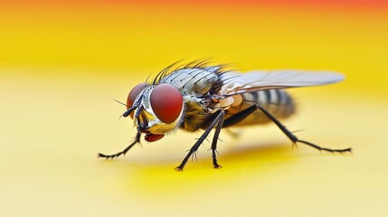Macro view of flies playing a vital role in the food chain and life cycle, functioning as both decomposers and prey, essential to ecological balance and biological sustainability
