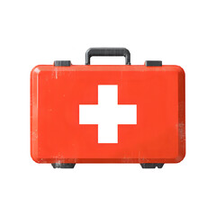 Obraz premium First aid kit icon, red case with white cross, flat vector design