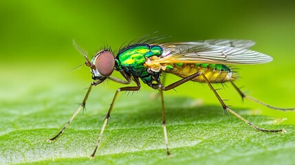 Macro view of flies playing a vital role in the food chain and life cycle, functioning as both decomposers and prey, essential to ecological balance and biological sustainability