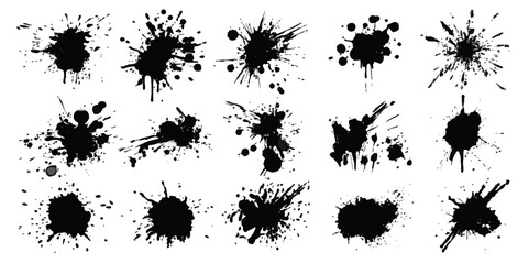 ink blots and splats. detailed ink splats Hyperrealistic Highly Detailed Isolated On Transparent Background	