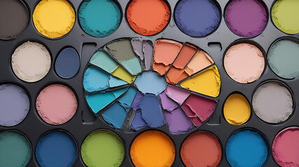 Artistic Makeup Palette A Colorful Spectrum of Broken Eyeshadows