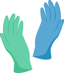 Medical protective latex gloves. Vector illustration with transparent background.	