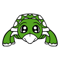 Turtle cute big turtle shell sweet comic cartoon Isolated Vector Graphic Design Illustration
