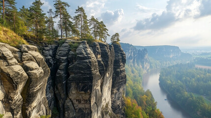 National Hiking Day — Sandstone Pinnacles Tower Above Green Forest, Motivating Adventurers to Tread Scenic Trails and Advocate for Public Land Conservation Every November Seventeenth