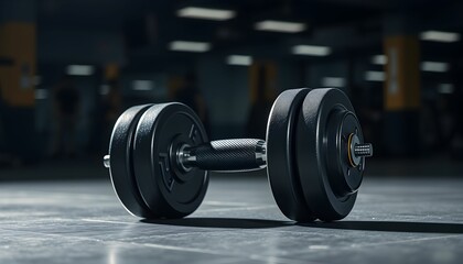 Fototapeta premium dumbbell on a wooden background