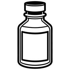 Pill Bottle Line Art Vector