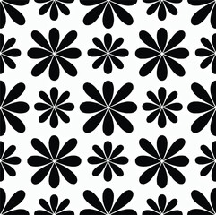 Obraz premium Seamless Black and White Floral Pattern for Textile and Wallpaper Design