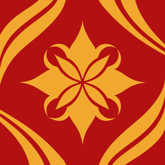 Red and Gold Floral Abstract Pattern &ndash; Elegant Decorative Design