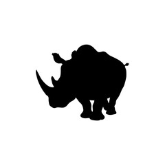 Powerful Black Rhinoceros Silhouette: Majestic Endangered Species Representing African Wildlife, Nature, and Conservation