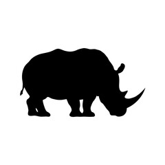 Minimalist Black and White Silhouette of a Rhinoceros: Simple Graphic Design Highlighting Wildlife and Endangered Species