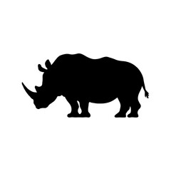 Geometric Grace: A Minimalist Black and White Vector Illustration of a Rhinoceros Silhouette Crafted from Simple Shapes