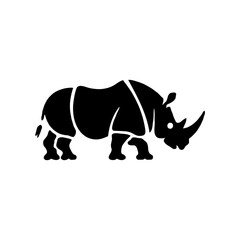 Abstract Strength: A Minimalist Black and White Geometric Silhouette of a Rhinoceros, Blending Simple Shapes and Monochrome Digital Art