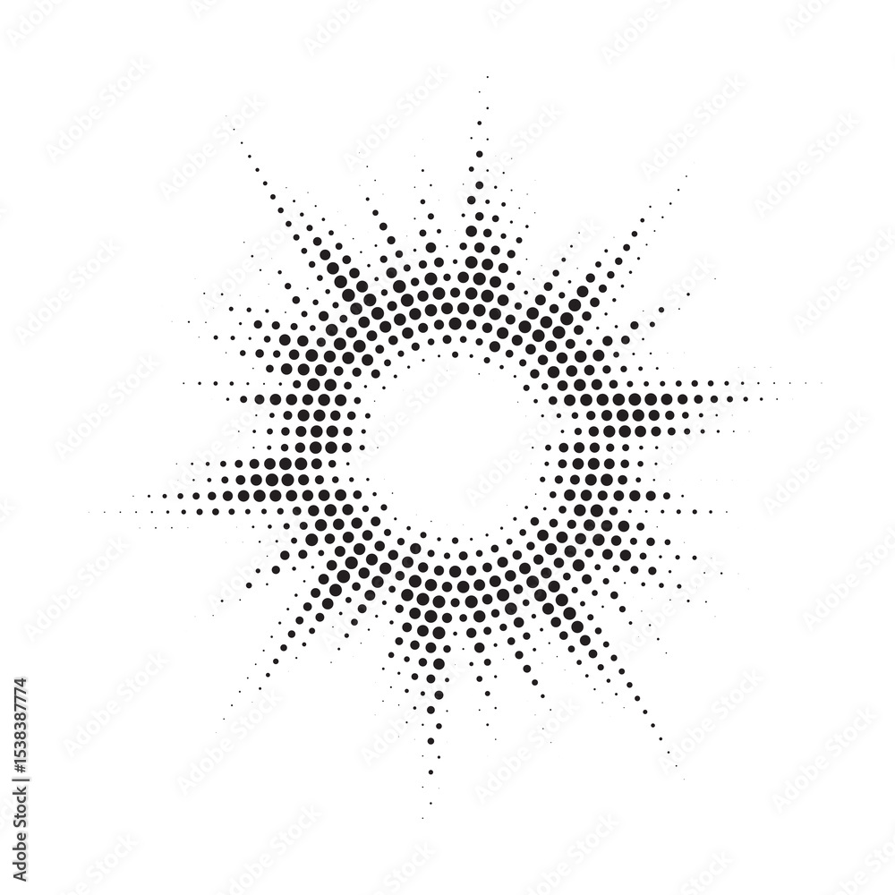 Poster burst halftone light effect. glowing light burst. abstract grunge halftone dots background. vector i