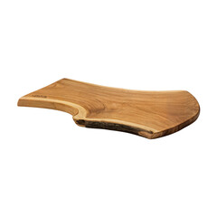 Isolated light brown wooden board with natural edge  on transparent background