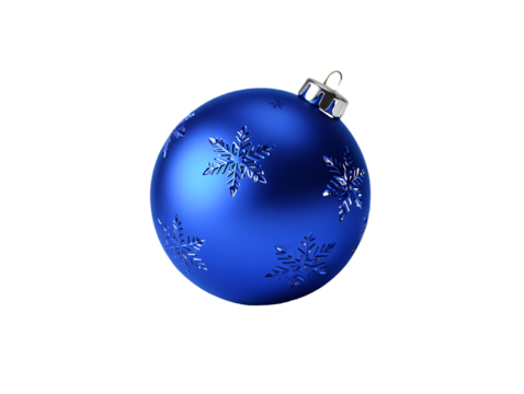 Dark Blue Christmas Ornament with Embossed Snowflakes Isolated on a transparent background blue ornament
