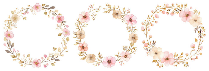 PNG Elegant floral wreath designs, element set on transparent background