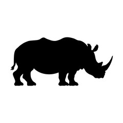 Against the Light: A Hyper-Detailed, Photorealistic Rhinoceros Silhouette in Stark High-Contrast on a Pure White Background, Captured in 4K to Reveal the Raw Texture and Majestic Presence of Nature’s 