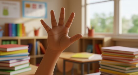 Raised hand classroom learning education