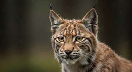 Obraz premium Close up portrait of a lynx in the rain wildlife photography animal nature wildcat predator feline species