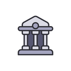 Stylized Graphic Of A Classical Building On A Transparent Background