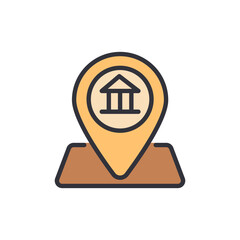 Stylized Bank Location Icon With Transparent Background Design Element