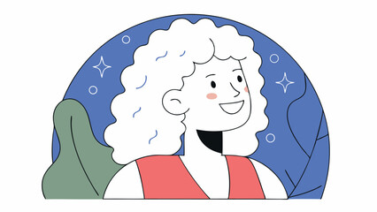 Happy Woman with Curly Hair