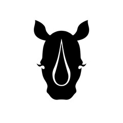 Minimalist Black and White Vector Illustration of a Rhinoceros Silhouette – Simple Geometric Shapes and Clean Design for a Modern, Stylized Wildlife Representation