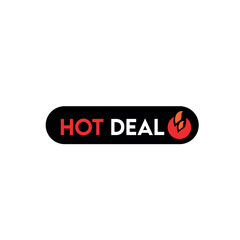Hot Deal Button with Icon – Red Design Isolated on White Background