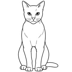 Obraz premium Front view silhouette of a sitting cat with straight ears, white background