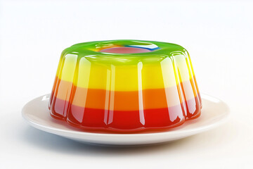 colorful jelly spread among red, yellow, and green on white background
