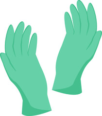 Medical protective latex gloves in green color. Vector illustration with transparent background.